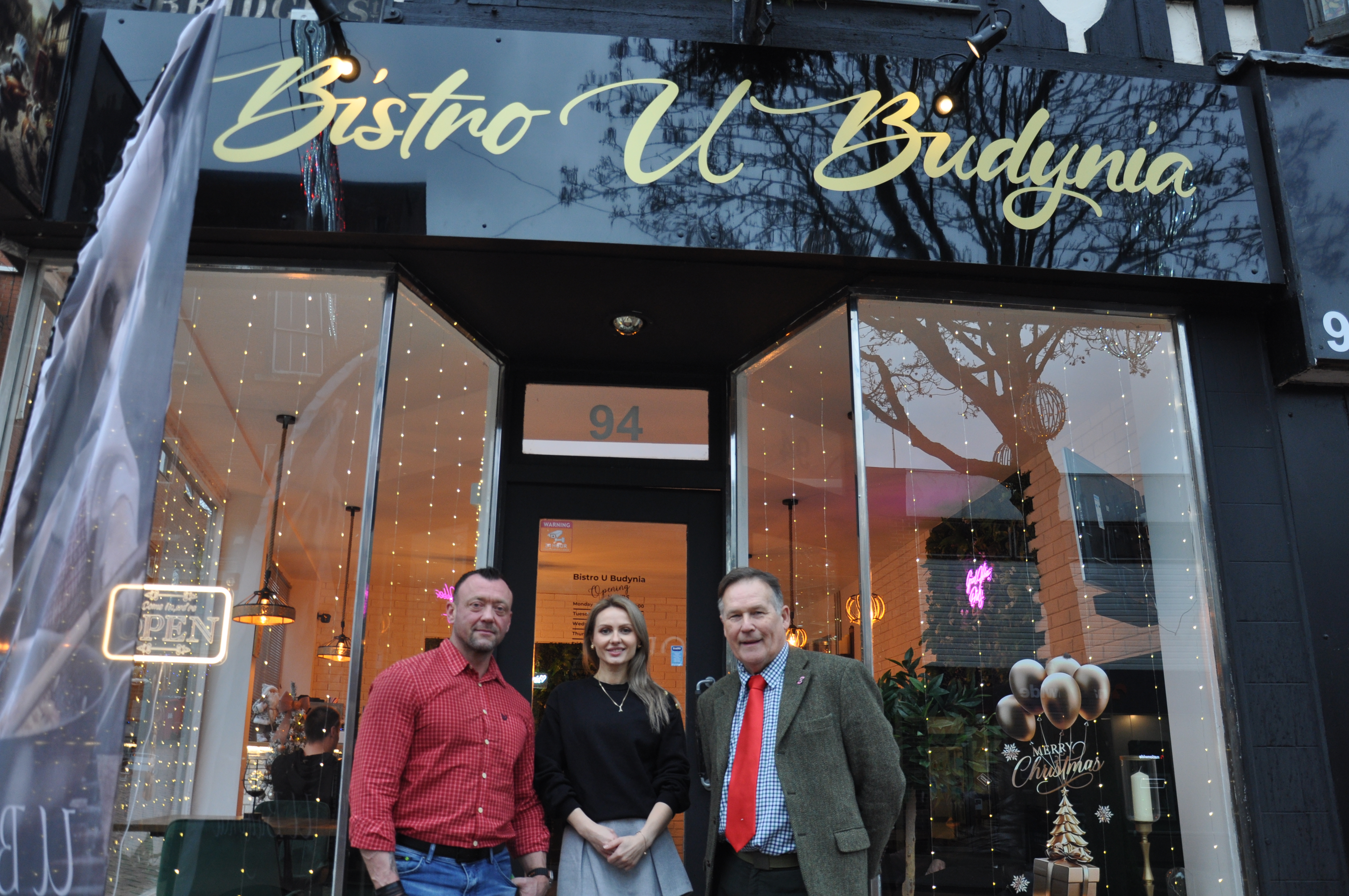 Councillor Charles Adams, with Pitor and Anna. Owners of Bistro U Budynia.