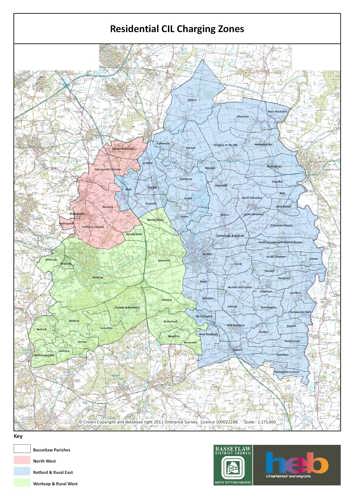 Map showing residential CIL charging zones.
