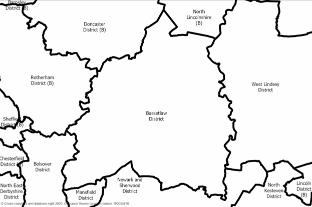 Figure 1: Neighbouring authorities to Bassetlaw