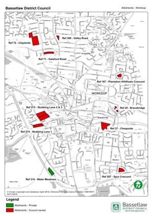 Worksop allotment locations