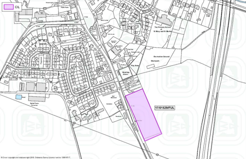 Map of Blyth showing developments where CIL monies have been collected from since adoption