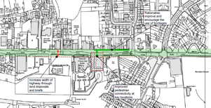 Map displaying potential highways improvements