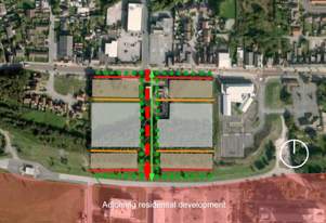 Map showing parking, key frontage and secondary frontage
