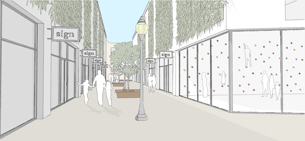 Green Retail Walkway artist interpretation