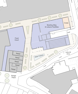 Map showing the plans for the Priory Centre in Worksop