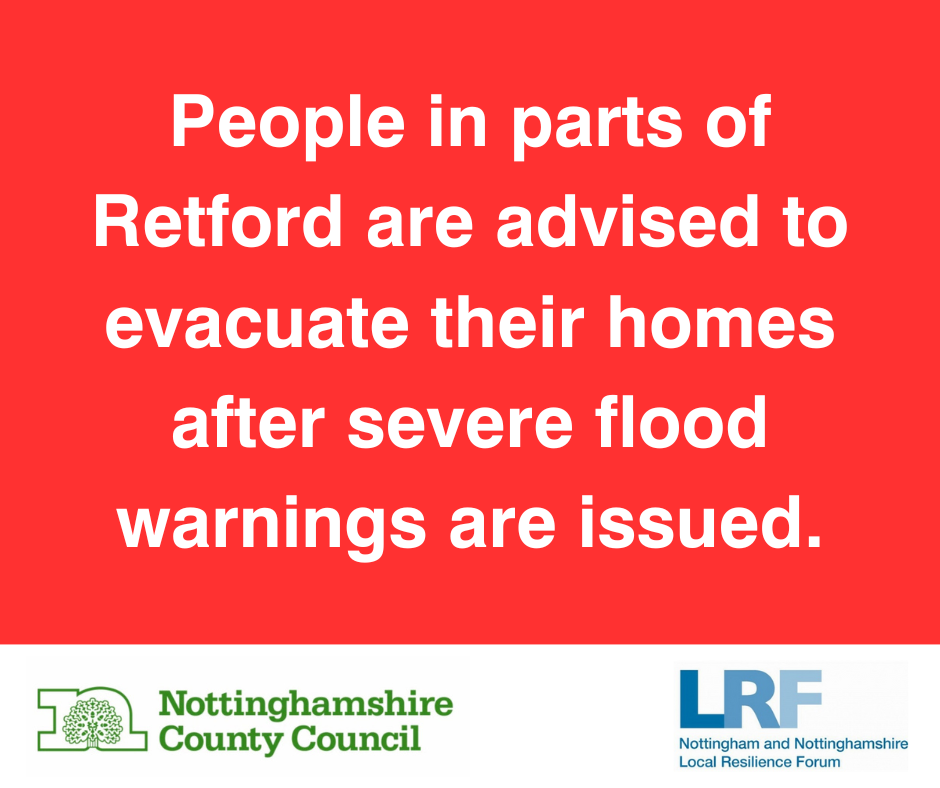 Severe flood warnings are issued for parts of Retford