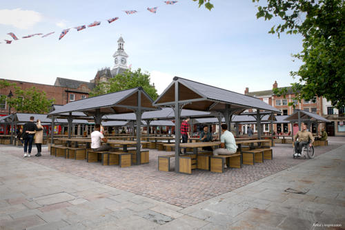 Retford Town Hall exterior without Market Stalls