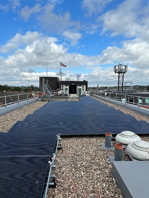 Solar panels on the roof of Queen's Buildings in Worksop.