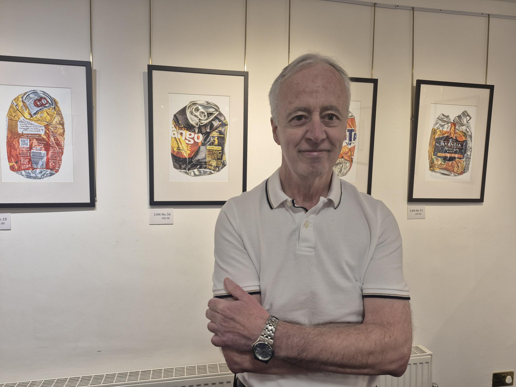Frank Tomlinson and his artwork.