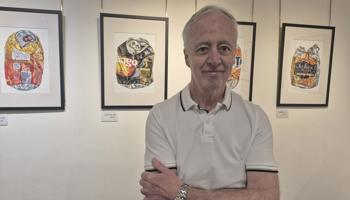 Frank Tomlinson and his artwork.