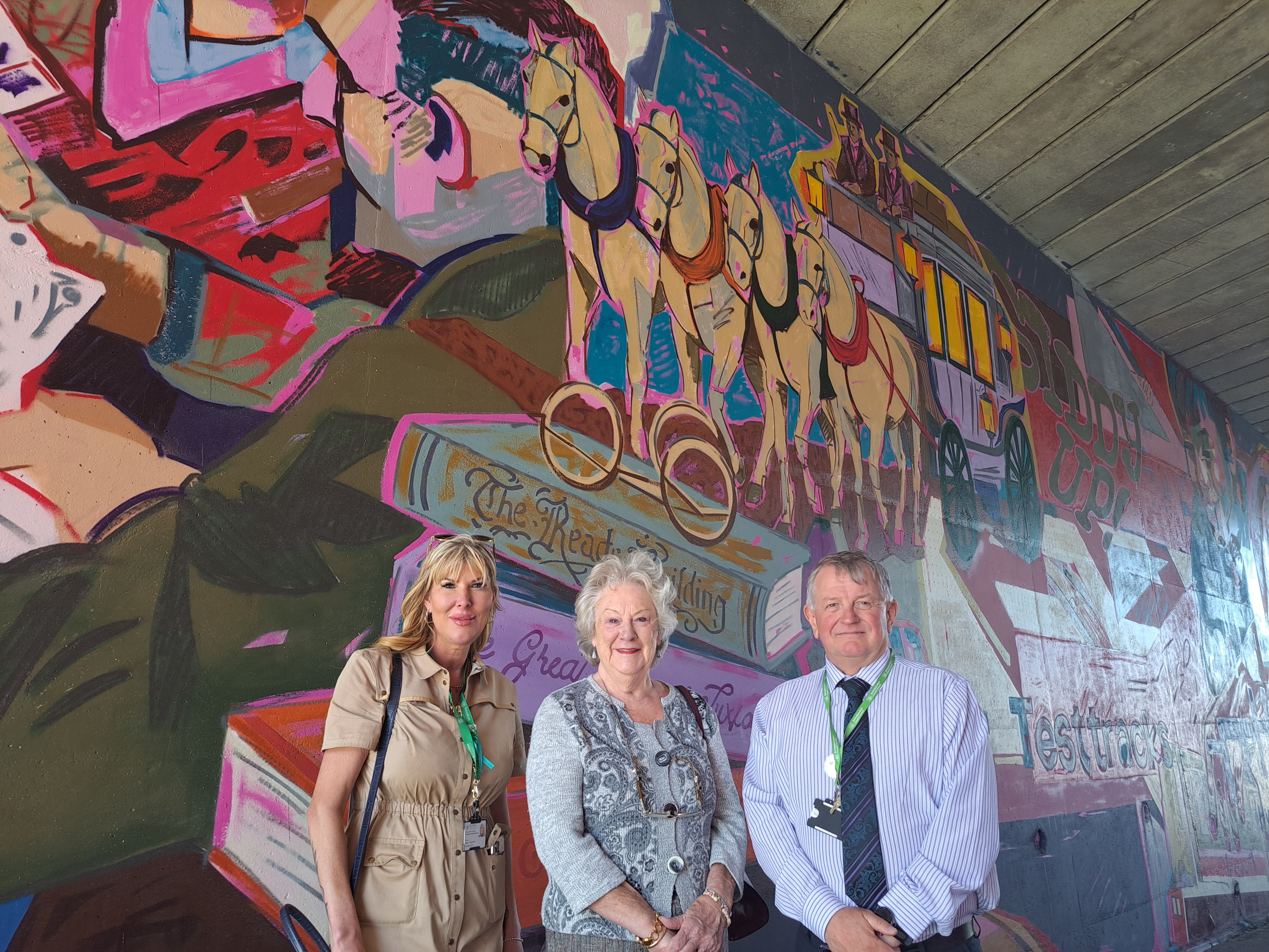 Cllr Emma Griffin, Joan Moorhouse, Town Council Chair and Cllr Steve Scotthorne, Cabinet Member for Identity, and Place