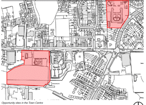 Map showing opportunity sites in the Town Centre