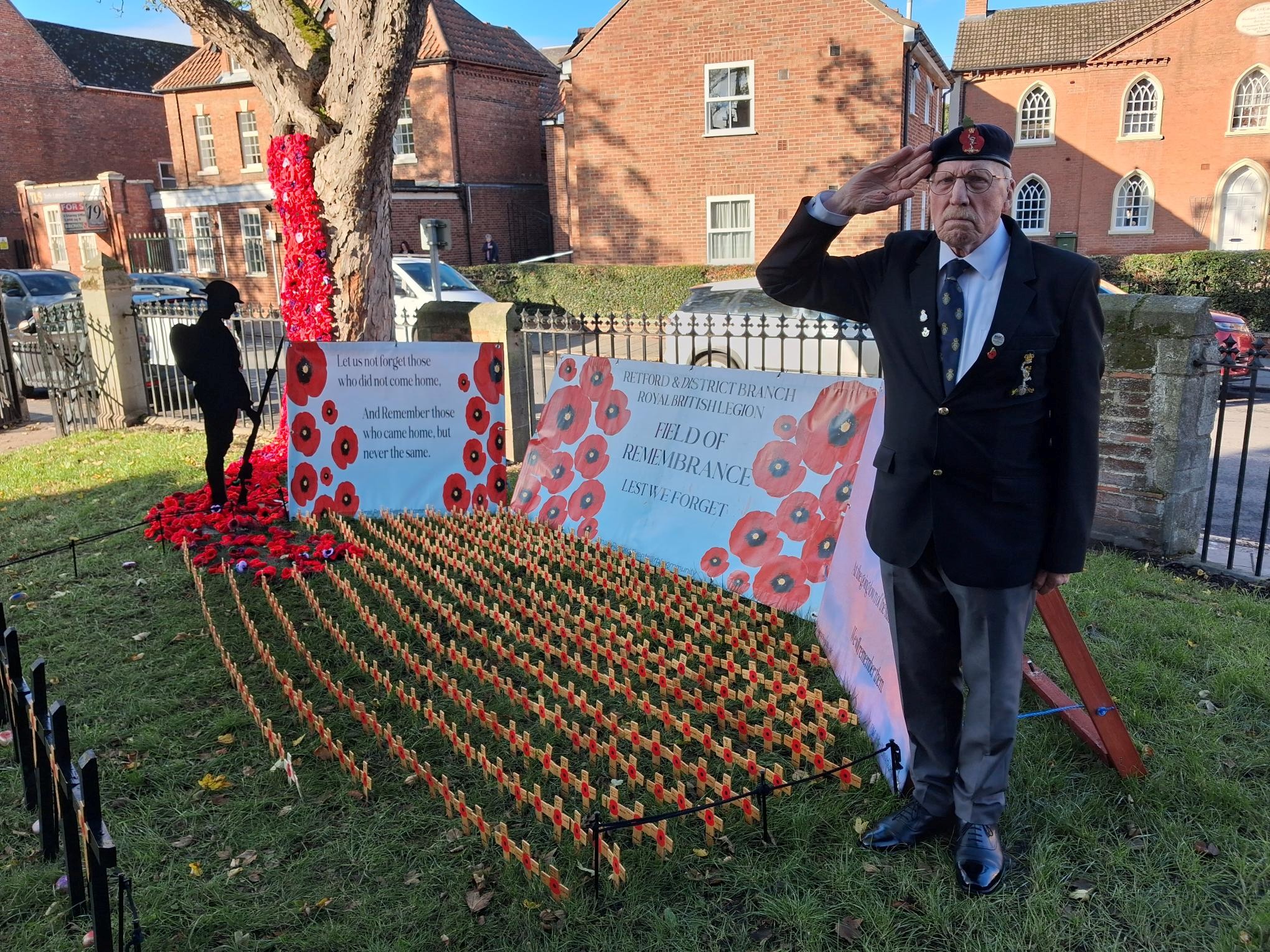 Stan Davis, Chairman of the Retford and District Branch of the Royal British Legion at the Field of Remembrance, Retford.