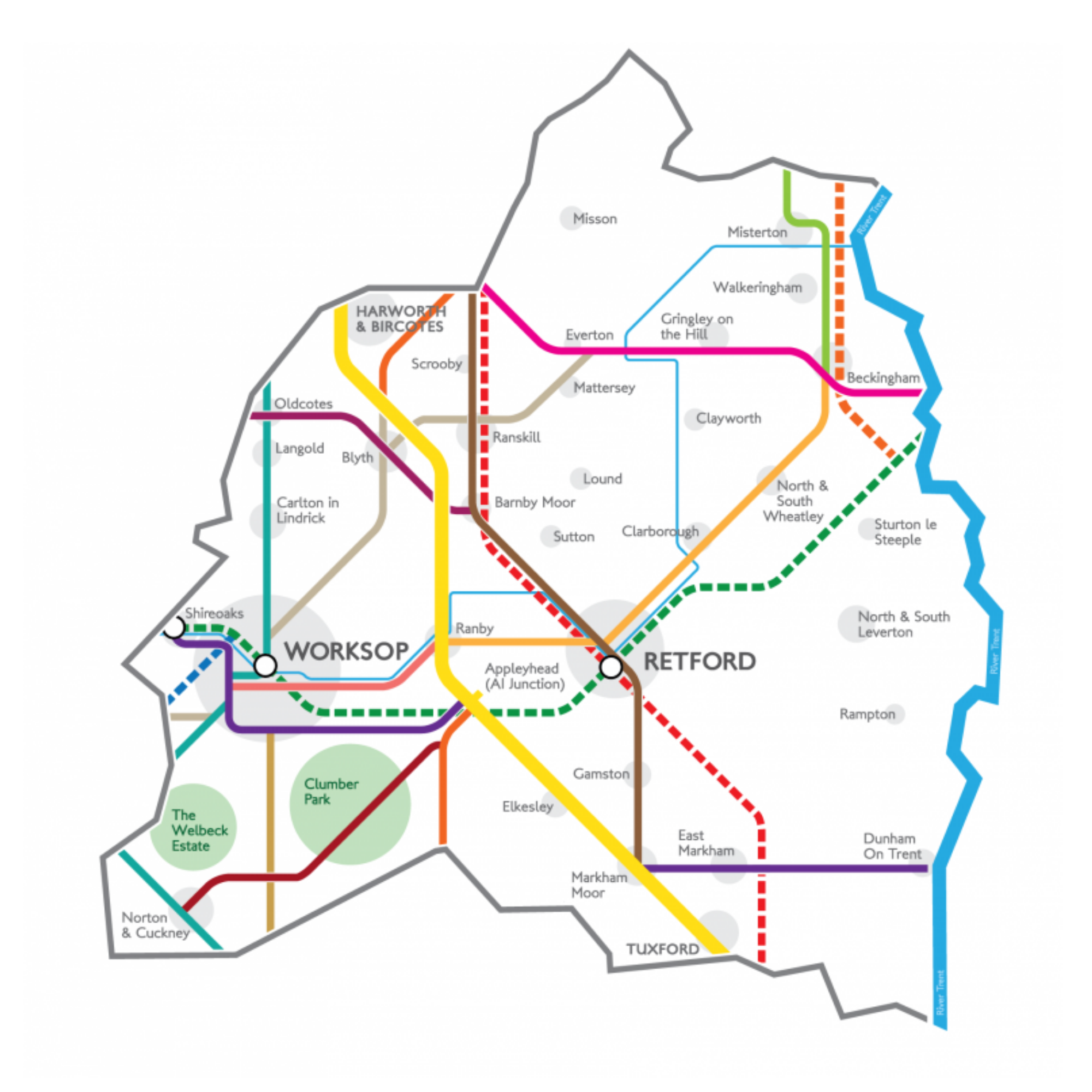 Map of Bassetlaw district. 