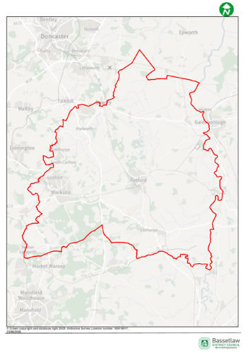 Map of the designated are (Bassetlaw District).