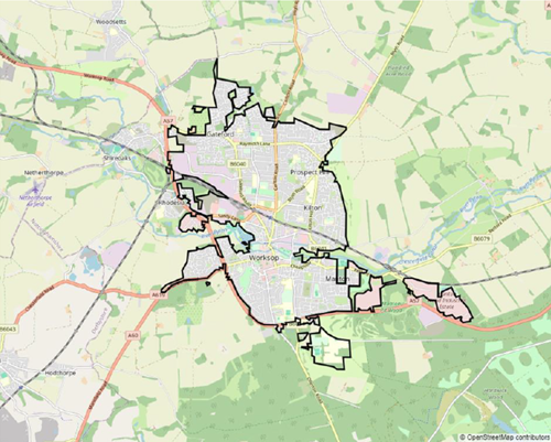 Map showing the agreed geographical boundary for the grant.