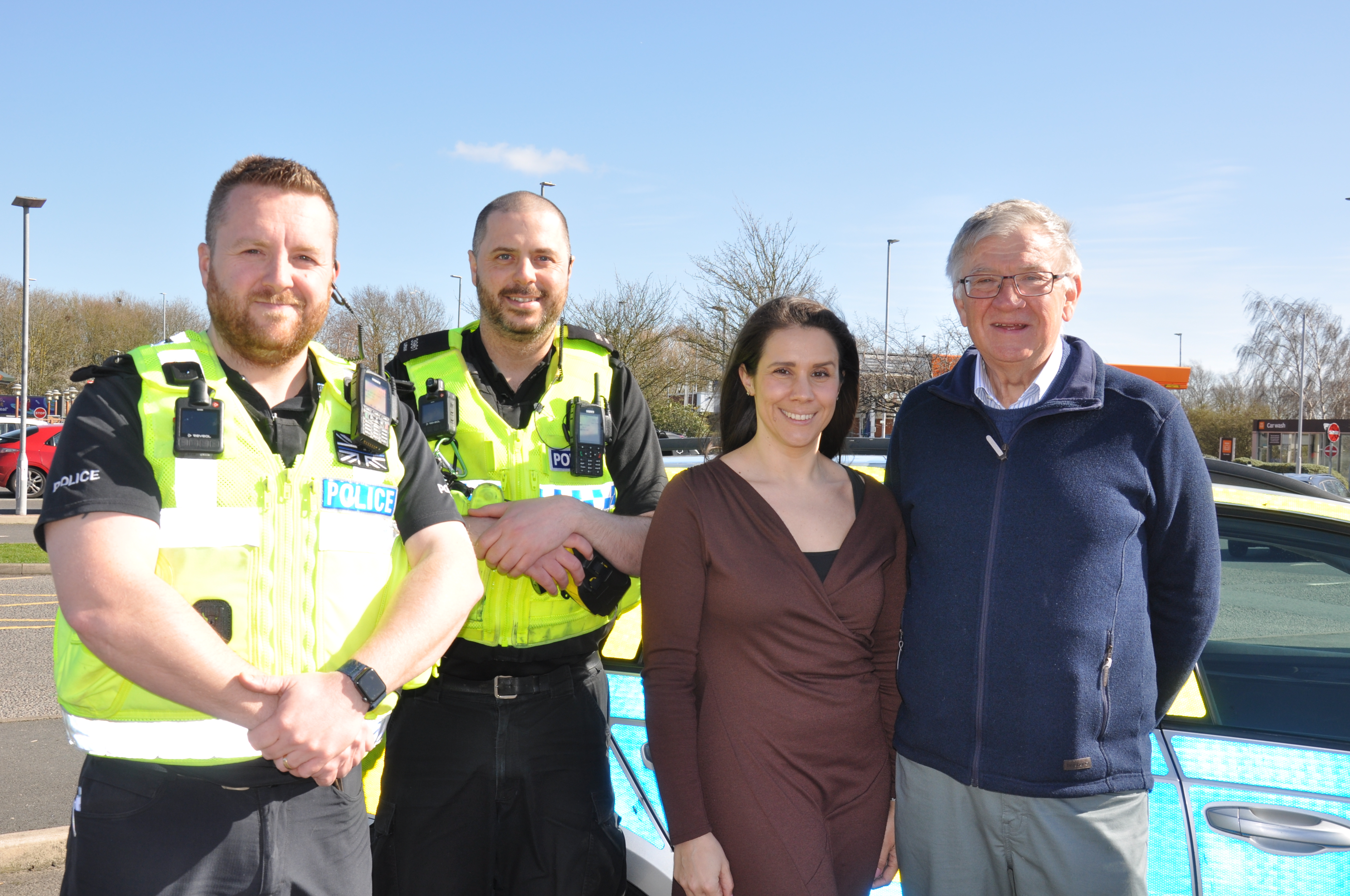 Inspector Robert Harrison,  PC Lee Ryan, Stella Bacon, and Cllr Darrell Pulk, Cabinet Member for Neighbourhoods