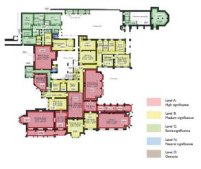 Plan indicating the levels of significance across the ground floor of a building (courtesy of The Prince’s Regeneration Trust, 2009)