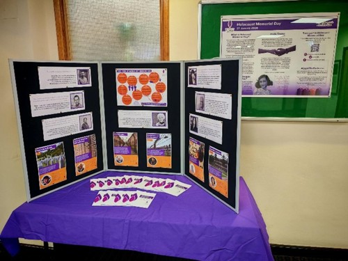 Holocaust Memorial Day display at Queen's Buildings.