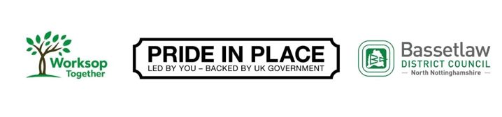 Worksop Together, Pride in Place and Bassetlaw District Council logos.