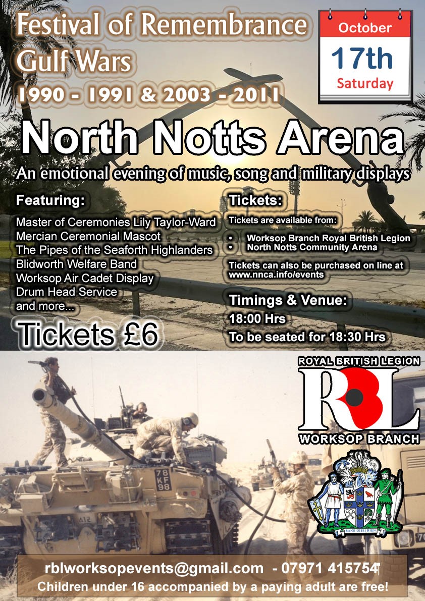 Promotional poster for the Gulf Wars Festival of Remembrance.
